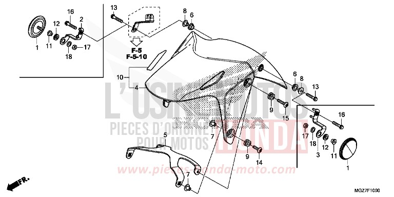 FRONT FENDER for CB500X ABS PEARL HIMALAYAS WHITE (NHA87) from 2014